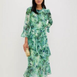 Tuckernuck Green Blue Floral Midi Dress